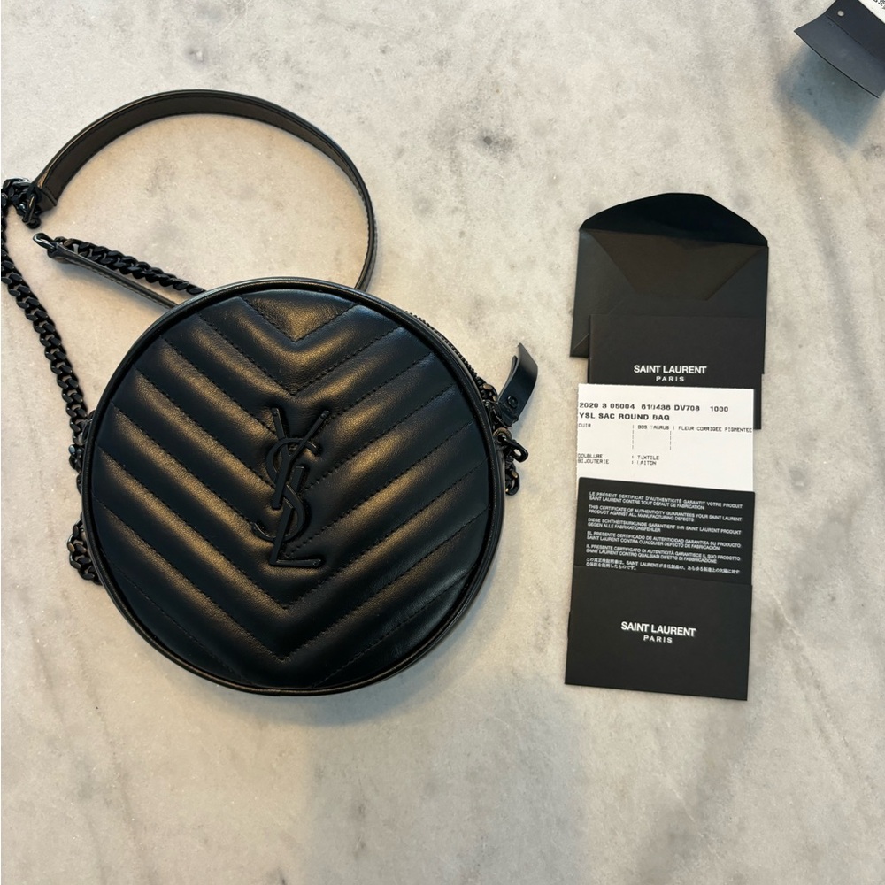 Ysl round leather bag